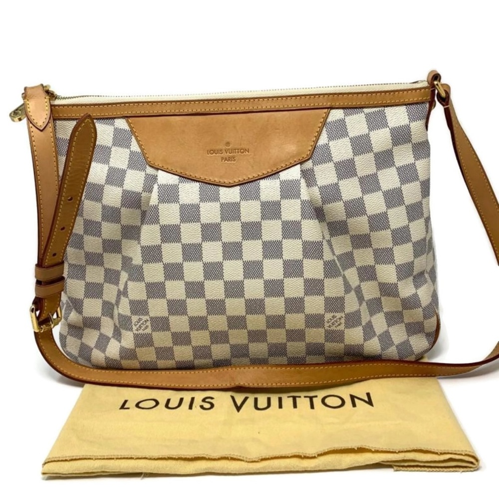 Louis Vuitton Tan and Cream Checkered Tote
